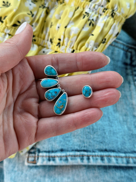 TURQUOISE EAR CLIMBER SET - NO. 1