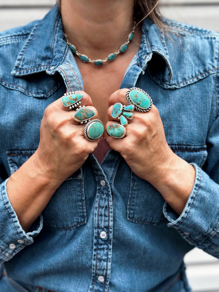 CONEFLOWER TURQUOISE RING  - NO. 1 - SIZE 8