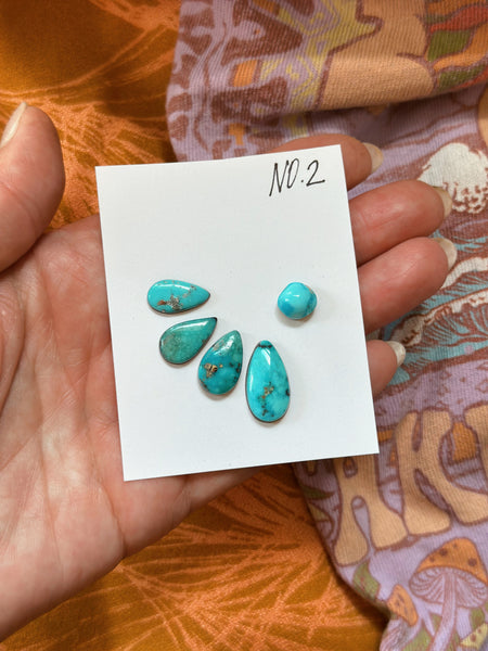 TURQUOISE EAR CLIMBER SET - MADE TO ORDER - NO. 2