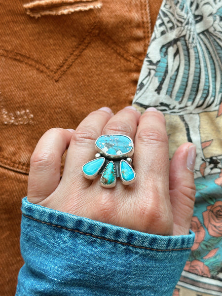 CONEFLOWER TURQUOISE RING  - NO. 1 - SIZE 8