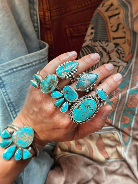 CONEFLOWER TURQUOISE RING  - NO. 1 - SIZE 8
