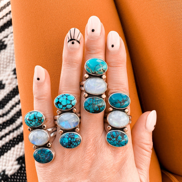 TRIPLE STONED RING - NO. 1 - FINISH TO SIZE