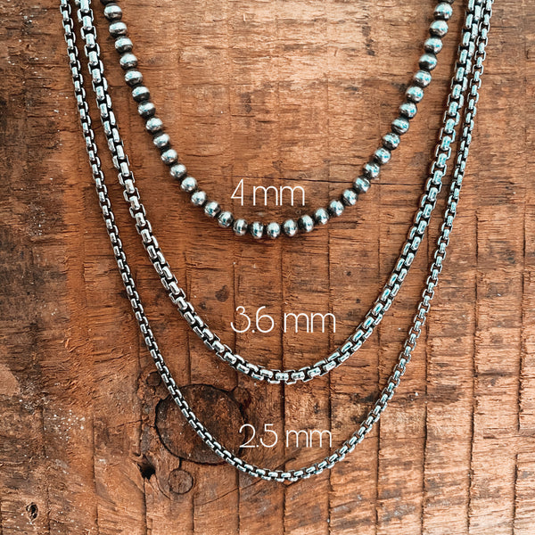 2.5MM SILVER ROUNDED BOX CHAIN