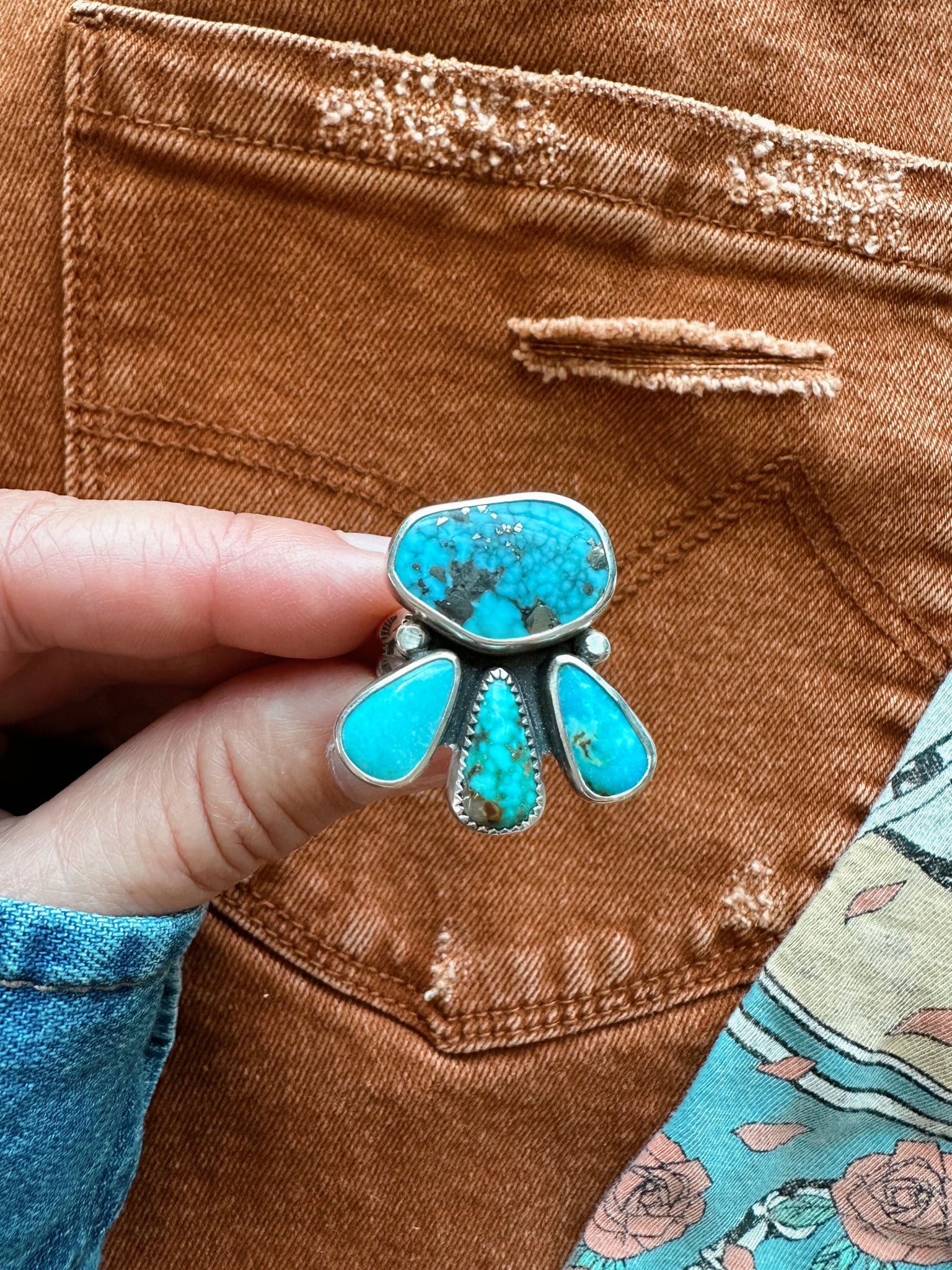 CONEFLOWER TURQUOISE RING  - NO. 1 - SIZE 8