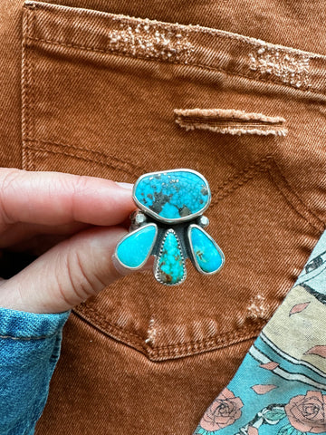 CONEFLOWER TURQUOISE RING  - NO. 1 - SIZE 8