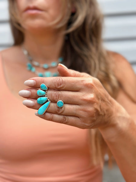 TURQUOISE EAR CLIMBER SET - NO. 4