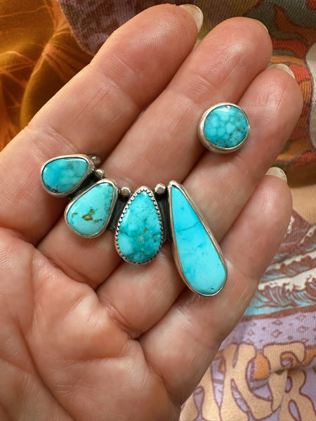 TURQUOISE EAR CLIMBER SET - NO. 4