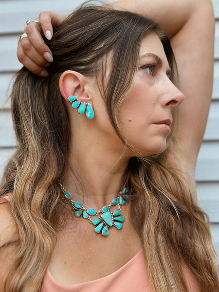 TURQUOISE EAR CLIMBER SET - NO. 1