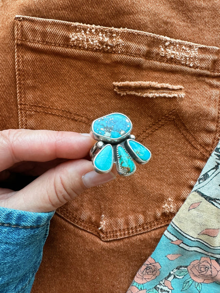 CONEFLOWER TURQUOISE RING  - NO. 1 - SIZE 8