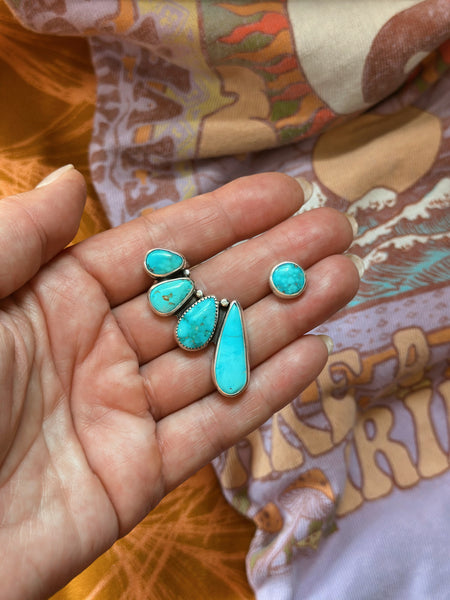 TURQUOISE EAR CLIMBER SET - NO. 4