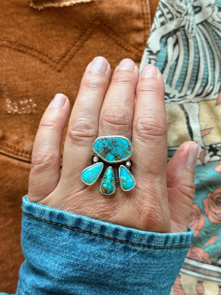 CONEFLOWER TURQUOISE RING  - NO. 1 - SIZE 8