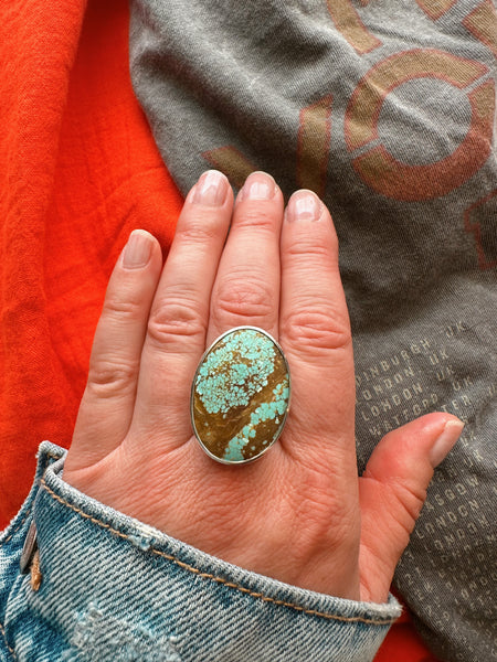 NUMBER 8 TURQUOISE RING - SIZE 8 3/4