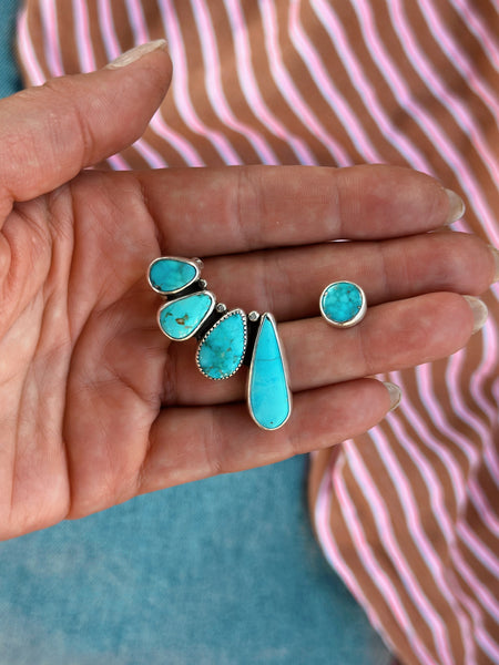 TURQUOISE EAR CLIMBER SET - NO. 4