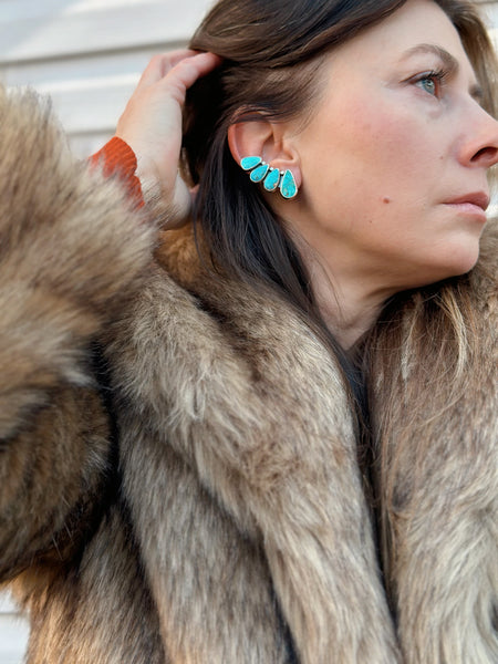 TURQUOISE EAR CLIMBER SET - NO. 1