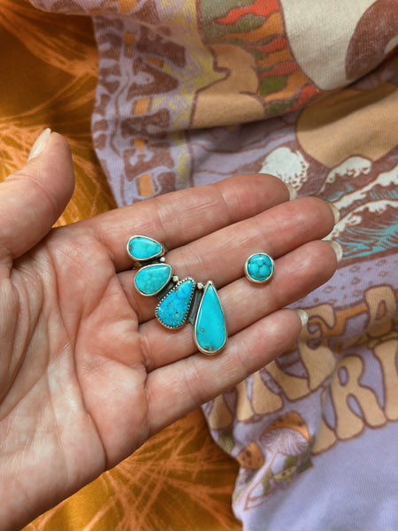 TURQUOISE EAR CLIMBER SET - NO. 3