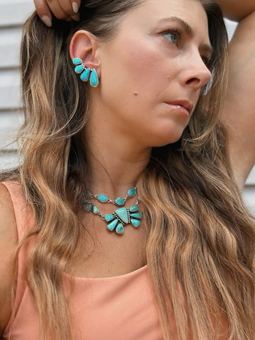 TURQUOISE EAR CLIMBER SET - NO. 3