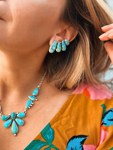 TURQUOISE EAR CLIMBER SET - NO. 1