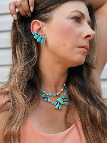 TURQUOISE EAR CLIMBER SET - NO. 2