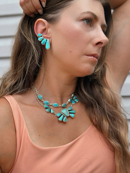 TURQUOISE EAR CLIMBER SET - NO. 4