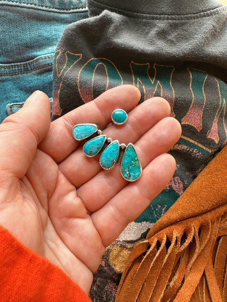 TURQUOISE EAR CLIMBER SET - NO. 1