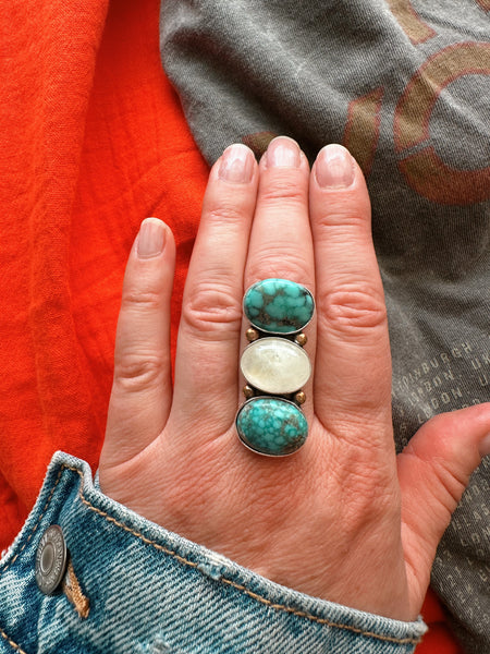 TRIPLE STONED RING - NO. 2 - FINISH TO SIZE