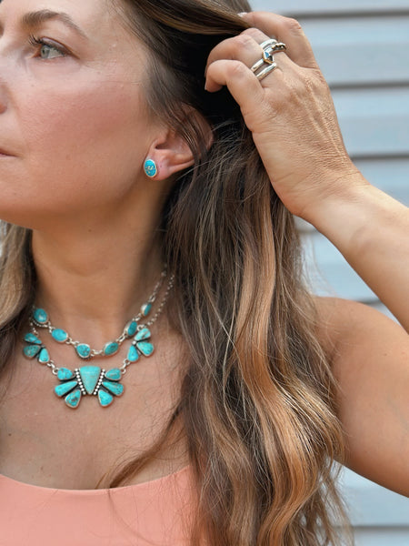 TURQUOISE EAR CLIMBER SET - NO. 2