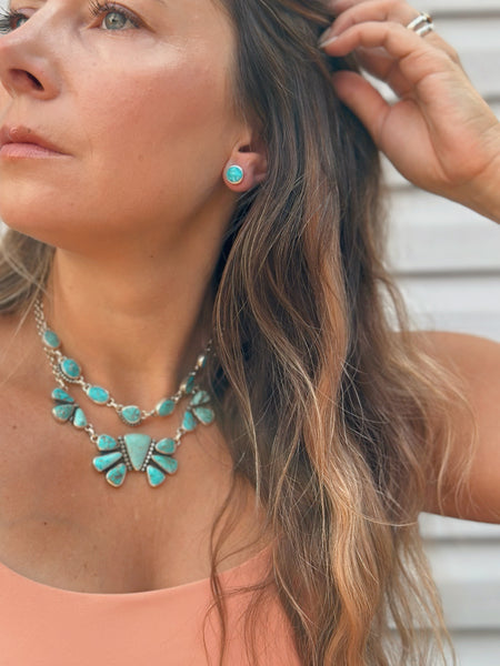 TURQUOISE EAR CLIMBER SET - NO. 4