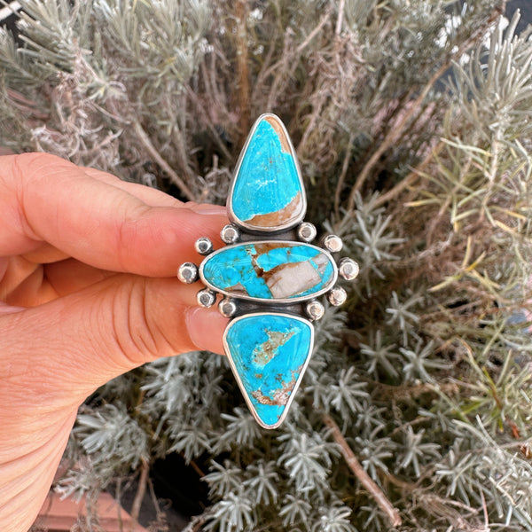 KINGMAN TRIPLE STONED RING - NO.2 - SIZE 8 3/4