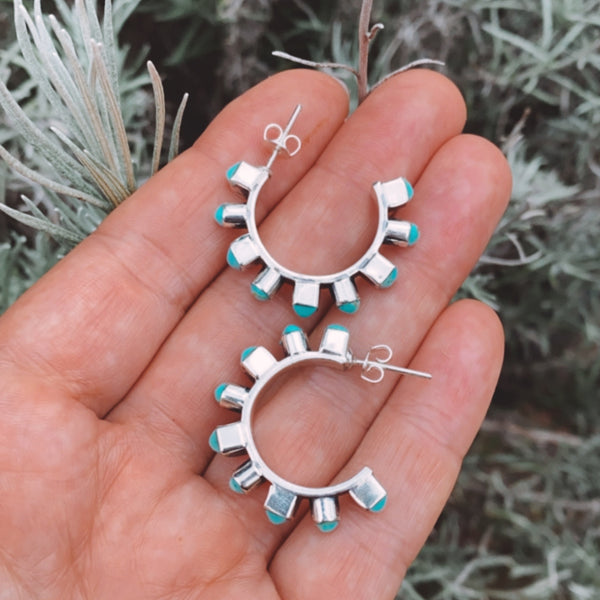 WILDER TURQUOISE HOOP EARRINGS - READY TO SHIP